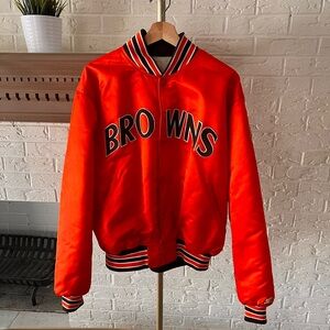 Authentic Starter Cleveland Browns Vintage Orange Satin Varsity Letterman Jacket